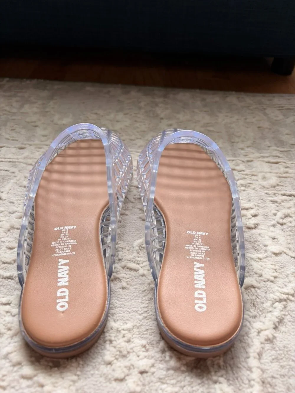 Old Navy Clear Jelly Mules Woven Cage Slip On Shoes Women’s Size 6 NWOT